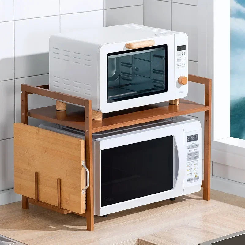 Étagère micro-ondes CookWood rangement chic petit espace cuisine, boutique Rangement Chic Simple