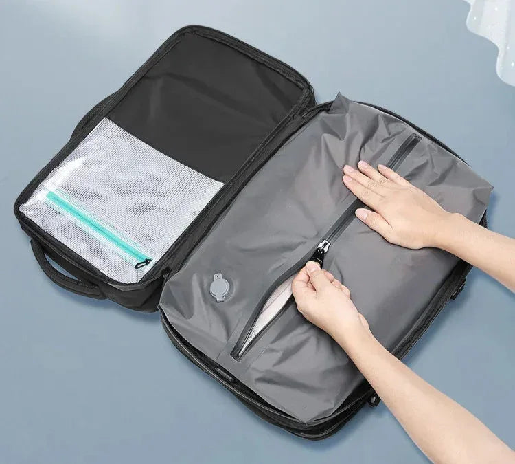 sac a dos voyage, sac à dos compression sous vide, sac de voyage compact, organisateur valise, sac cabine avion, sac rangement optimisé