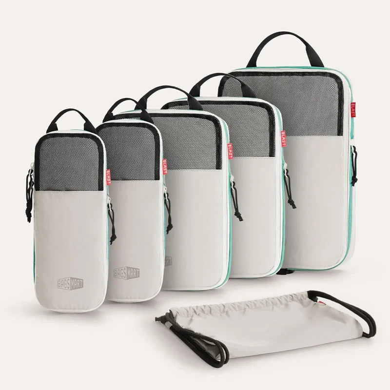 Organisateur de valise compressible haut de gamme pack de 6 cubes d’emballage à compression pour voyage organisé et gain de place optimal