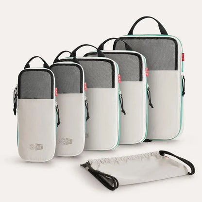 Organisateur de valise compressible haut de gamme pack de 6 cubes d’emballage à compression pour voyage organisé et gain de place optimal