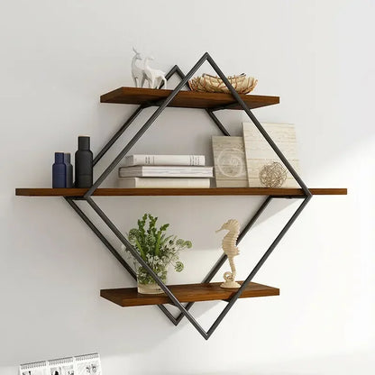 Étagère murale noire métal industriel pour rangement livres et bibelots