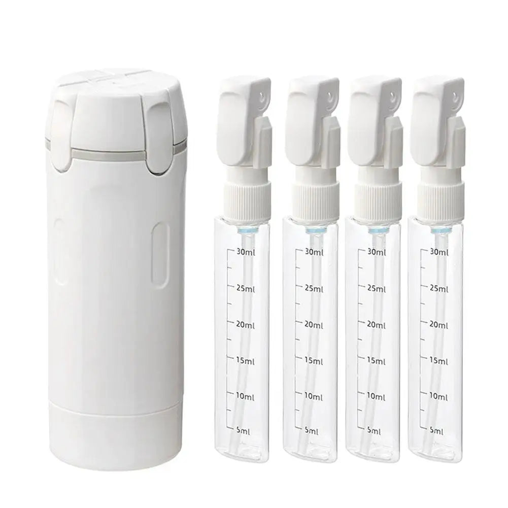 Flacon voyage TravelQuart 4-en-1 vert avec pompe pliable 30ml, variante blanche