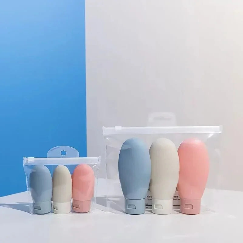 Flacon voyage Rangement Chic rechargeable anti-fuite compatible avion, idéal pour shampoing, lotion, crème, toner et spray, format compact et léger en LDPE pour trousse de toilette, bagage cabine, vacances et déplacements.