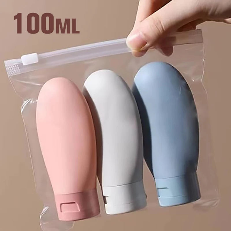 Flacon voyage Rangement Chic rechargeable anti-fuite compatible avion, idéal pour shampoing, lotion, crème, toner et spray, format compact et léger en LDPE pour trousse de toilette, bagage cabine, vacances et déplacements.