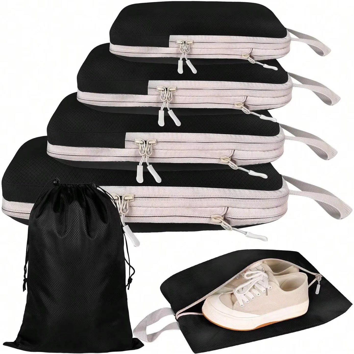 Organisateur de bagages sac en nylon étanche, pochette organisateur de valise idéale pour optimiser l’espace et compresser les vêtements