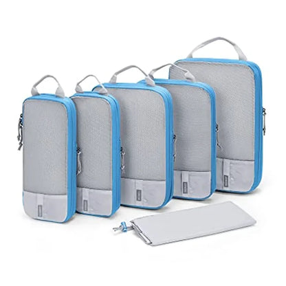 Organisateur de valise cabine compressible avec set de rangement voyage, gain de place par compression pour vêtements et accessoires