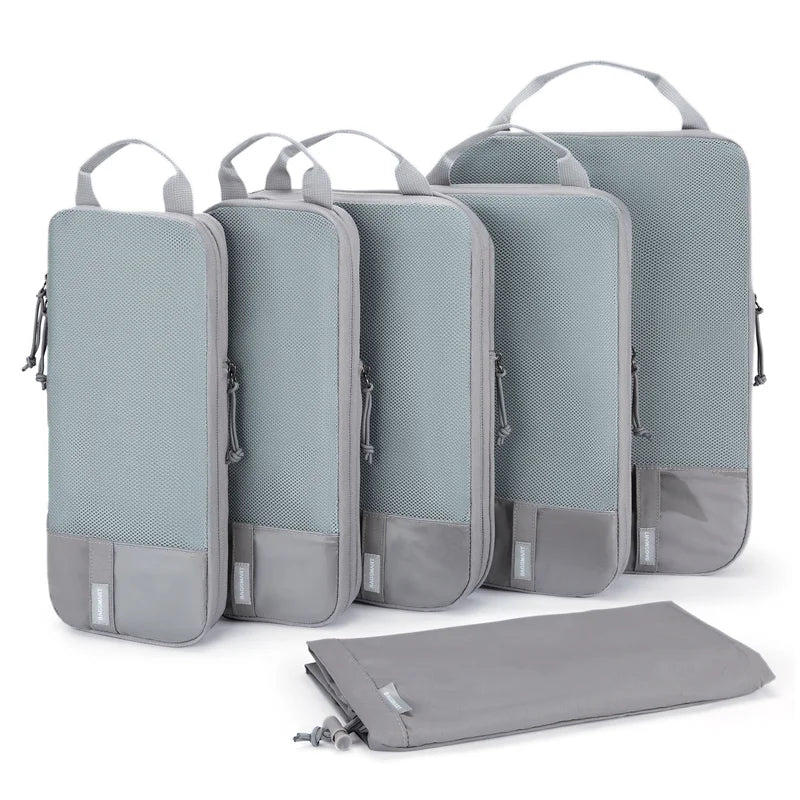 Organisateur de valise cabine compressible avec set de rangement voyage, gain de place par compression pour vêtements et accessoires