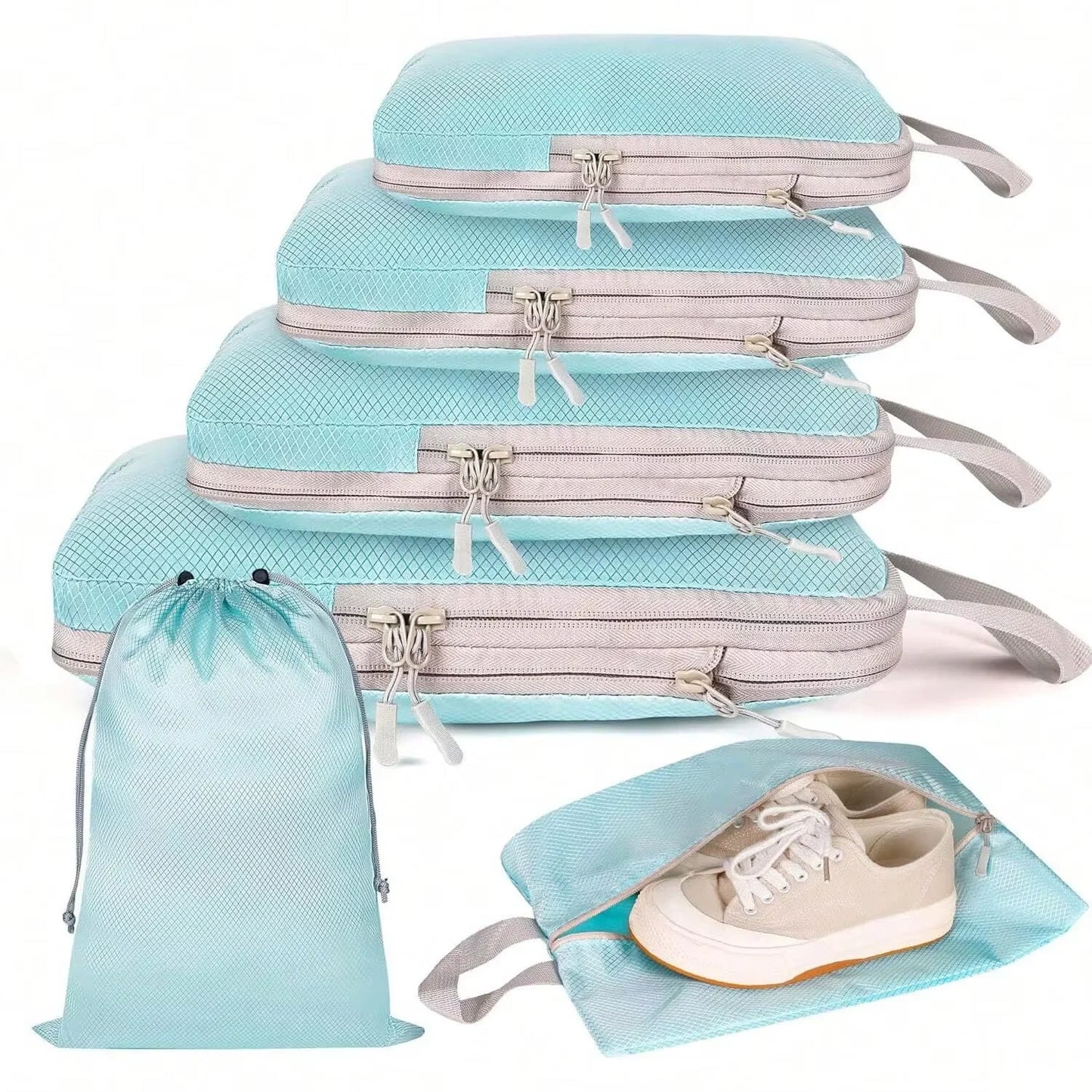 Organisateur de bagages sac en nylon étanche, pochette organisateur de valise idéale pour optimiser l’espace et compresser les vêtements
