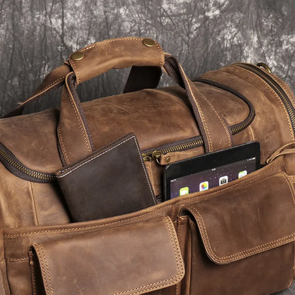 sac de voyage cuir homme en cuir véritable de vache pleine fleur finition crazy horse, sac de voyage vintage marron et noir pour homme, sac week-end cuir souple style duffle bag, sac de voyage homme bandoulière et porté main, sac de sport cuir élégant gym et déplacements professionnels, sac business voyage cuir premium, sac de voyage cuir robuste pour court séjour, sac homme cuir grande capacité doublure textile résistante, sac de voyage cuir authentique style rétro, travel bag leather men crazy horse cow l