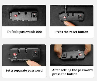 Verrou TSA sac à dos compression sous vide, tutoriel réglage code sécurité voyage