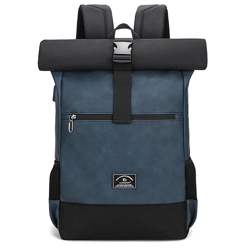 sac a dos roll top imperméable unisexe pour ordinateur portable 15.6 pouces PU léger MetroLite