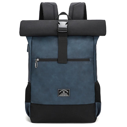 sac a dos roll top imperméable unisexe pour ordinateur portable 15.6 pouces PU léger MetroLite