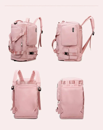 Le sac de sport femme Nuvoria™ se distingue par son design élégant et fonctionnel. Conçu en nylon imperméable, il protège vos affaires dans toutes les conditions. Son compartiment à chaussures ventilé garde vos baskets séparées et fraîches. Avec son grand espace principal, il accueille facilement vêtements, serviette et accessoires. Grâce à son manchon trolley intégré, il devient un parfait sac de voyage week-end. Ses poches zippées latérales permettent une organisation impeccable au quotidien. 