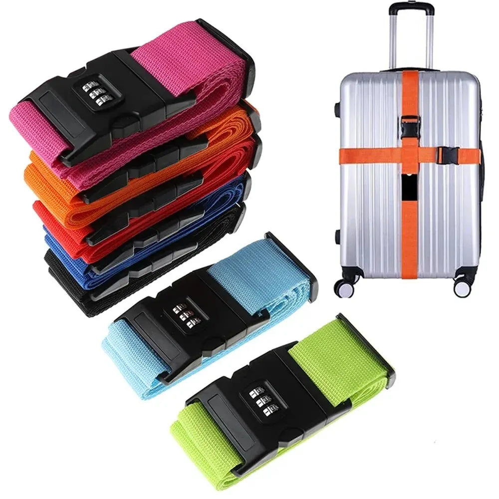 Sangle pour valise Rangement Chic, sangle de bagage antivol réglable avec verrouillage par mot de passe, idéale pour sécuriser vos valises pendant le voyage – Collection Accessoires Sécurité Voyage.