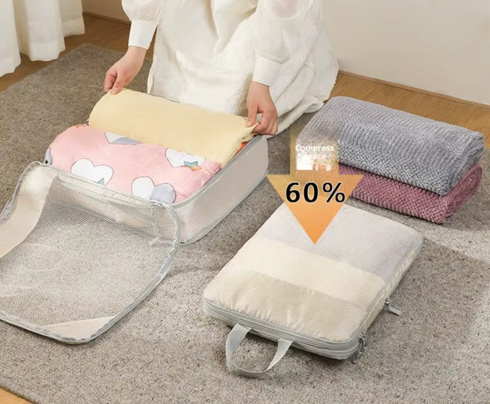 Organisateurs de valise compressibles TravelPack™ couleur gris – set de 6 sacs de compression pour voyages et placards
