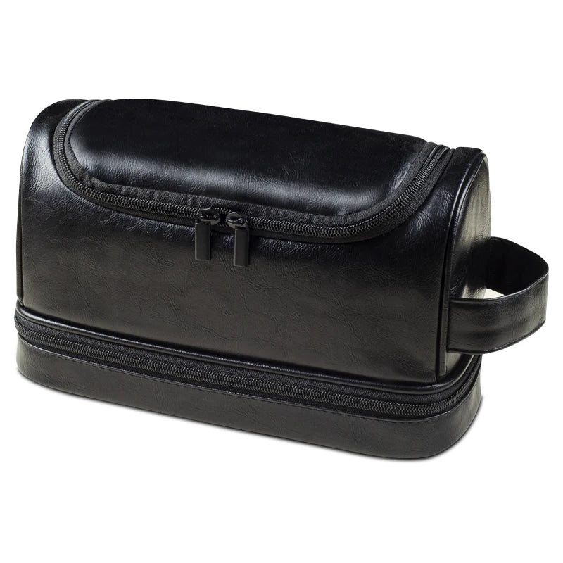 Trousse de toilette voyage en cuir suspendue avec crochet, grande capacité, sac de toilette homme et femme pour salle de bain, trousse cosmétique et sac de rasage élégant, organisation optimale pour bagage cabine et déplacements professionnels