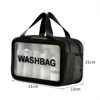 Découvrez la trousse de maquillage transparente DualClear™, l'accessoire essentiel pour les femmes modernes et maquilleurs professionnels à la recherche d'une trousse de maquillage transparente avec séparation sèche et humide intelligente pour protéger produits cosmétiques des éclaboussures, une trousse de maquillage transparente design élégant haute visibilité pour localiser essentiels beauté en un clin d'œil sans fouiller, une trousse de maquillage transparente grande capacité pour pinceaux palettes soins