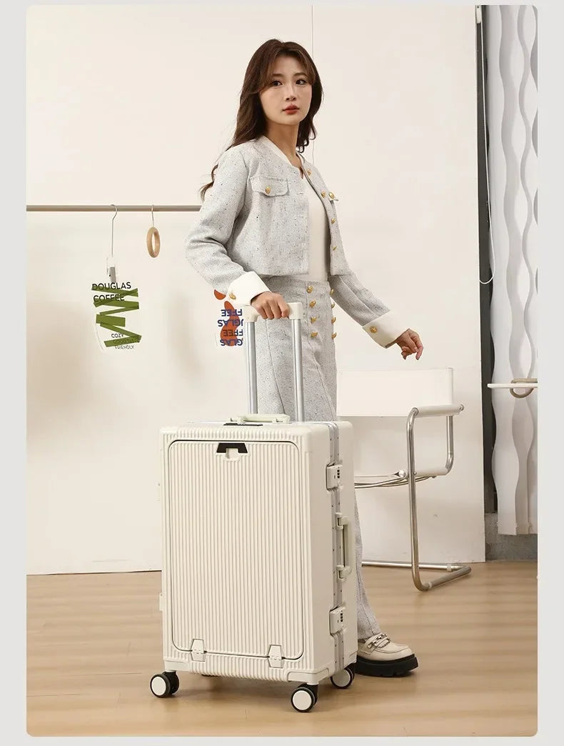Valise cabine 20 pouces à ouverture frontale avec cadre aluminium et port USB | AirFrame Pro™
