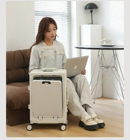 Valise cabine 20 pouces à ouverture frontale avec cadre aluminium et port USB | AirFrame Pro™