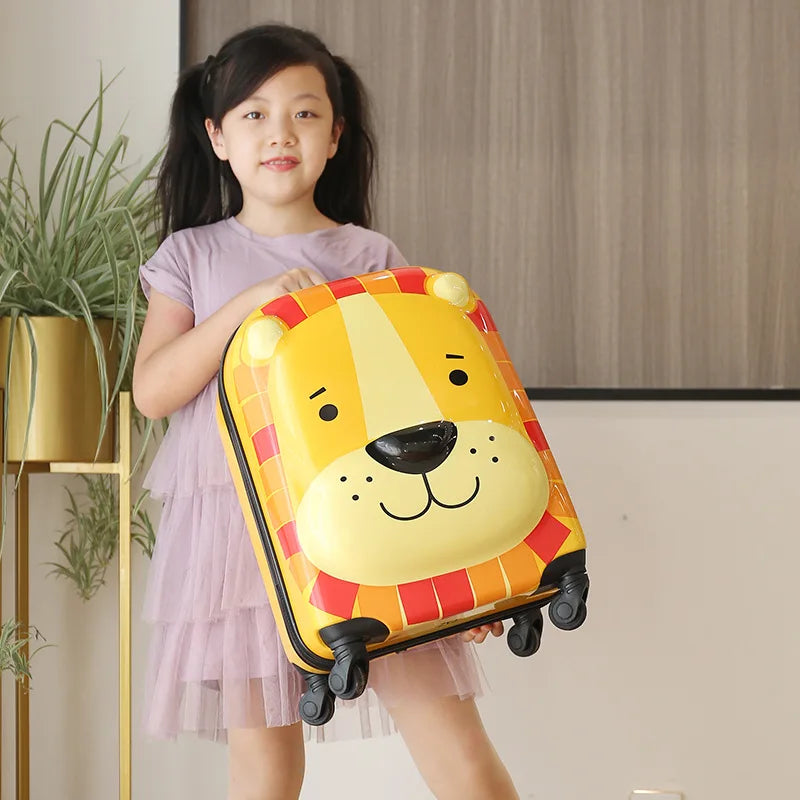 valise enfant 18 pouces a roulettes en abs coque rigide bagage enfant cabine theme animal 3d mignon pour voyage enfant vacances etudiant